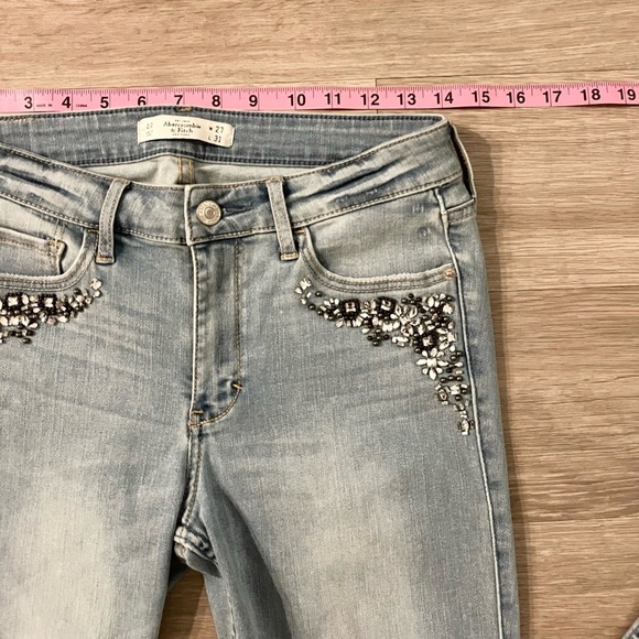 Abercrombie & Fitch Rhinestone Bling Embellished Distressed Light Skinny Jeans 4 - Picture 12 of 12